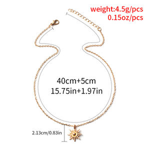 Collier pendentif soleil plaqué or en gros - Bijoux de mode chaîne de pull de luxe pour femmes - Product Image 6