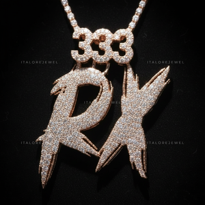 Pendentif lettre RX 333 en moissanite et perle d'eau douce sertie en canal, breloque alphabet en argent sterling 925 plaqué or, initiale pour fête - Product Image 5