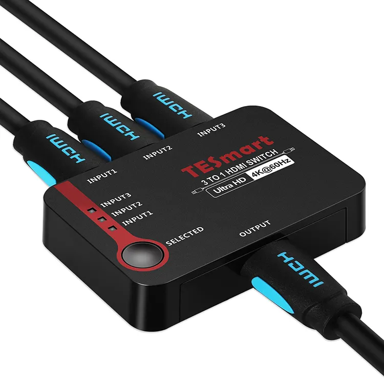 مفتاح HDMI من TESmart, مفتاح HDMI 60hz 4k 3 في 1 مع جهاز تحكم عن بعد IR Full HD HDR 10 3 الإدخال 1 محول HDMI 3x1for الكمبيوتر قطع HDTV PS5