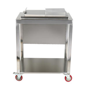 Glacière à glace en acier inoxydable argentée pour l'extérieur, sur pied, avec roulettes, chariot - Product Image 3