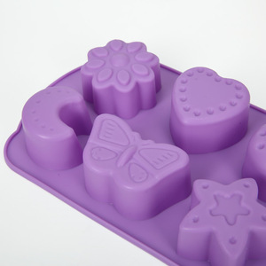 Silicone Cake <b>Mold</b> 6 Piece Butterfly Star Insect Shape For Baking <b>Jelly</b> Soap Making Pink Purple - Product Image 4