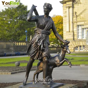 著名的真人大小戴安娜希腊女性雕塑花园青铜雕像