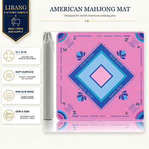 سجادة ماهجونغ مخصصة بلون وردي فاتح مع نقش زهور، مقاومة للماء وغير زلقة، غطاء طاولة لنوادي الماهجونغ الأمريكية وللألعاب العائلية والاجتماعية، هدية مثالية - Product Image 2