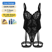 Combinaison sexy en dentelle pour femme, lingerie transparente, combinaison érotique, sous-vêtements ajourés pour femme, ensemble exotique pour soirée et club