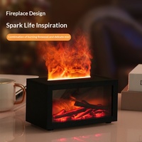 Diffuseur d'ambiance avec effet de flamme 3D réaliste, humidificateur, réservoir de 300 ml, charge par type C, fonctionnement silencieux