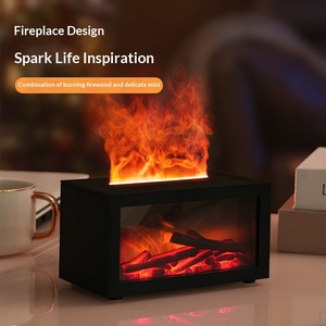 3D Realistic Flame Fireplace <b>Diffuser</b> Humidifier 300ml Large Tank Type-C Charging Quiet Operation - Product Image 4