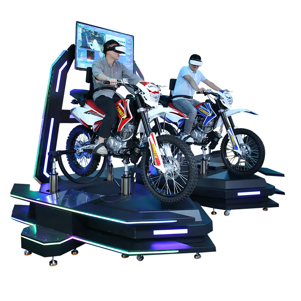 YHY özelleştirilmiş 3 DoF 55 inç ekran VR yarış 2 koltuk sürüş oyunu VR motosiklet simülatörü
