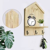 Porte-clés mural en forme de maison en bois, étagère murale pour clés, crochets décoratifs pour l'entrée de la maison