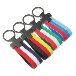 Nylon Webbing Car Keyholder Country National Flag Keyring Factory Wholesale Bulk Handmade Custom Woven keychain