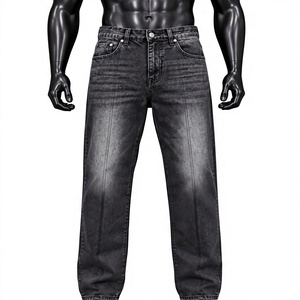 Vaqueros de mezclilla para hombre de talla grande, desgastados, de cintura media, lisos, lavados, de pierna ancha, rectos, de longitud completa, pantalones casuales - Product Image 1