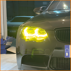 Faros Delanteros LED de Dos Tonos Estilo Competición para <span class=keywords><strong>BMW</strong></span> E92 E93 M3 <span class=keywords><strong>2007</strong></span>-2010, Carcasa Negra, Franja Láser Azul, Ojos de Ángel DRL - Product Image 5