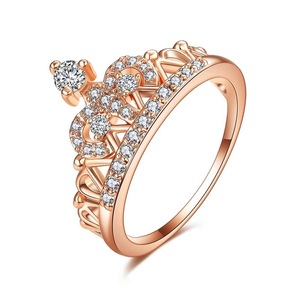 Anello a corona color oro rosa da donna, stile regale, elegante, per tutti i giorni, accessori moda per feste - Product Image 1