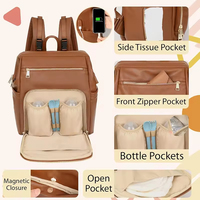 Sac à dos de luxe en cuir PU de haute qualité, sac à langer avec poches antivol, isolé, résistant à l'eau, grande capacité pour