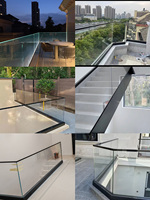 DF Garde-corps de balcon à prix réduit, en aluminium à profil en U, avec verre trempé et acier inoxydable, sans cadre, à monter soi-même