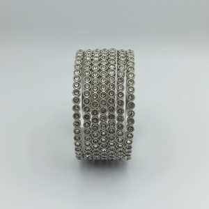 Jewelemarket Silver Plated White Fashion Jewelry <b>Set</b> with <b>Crystal</b> Stone Bangles 2.4g - Product Image 2