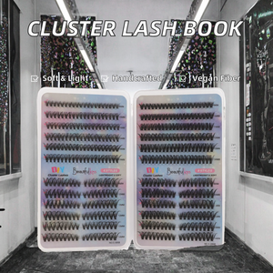 Pestañas Postizas Hechas a <span class=keywords><strong>Mano</strong></span> Beautiful Kiss, Extensiones de Pestañas <span class=keywords><strong>en</strong></span> Racimo, 14 Filas, 0.07mm de Grosor, Pelo Sintético, Segmentos Individuales para D - Product Image 2