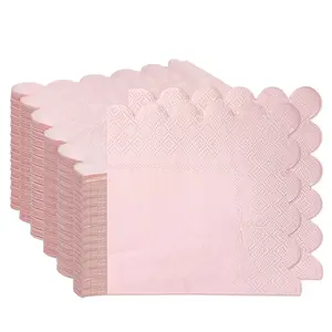 Custom Natural Printed Pink Bamboo Table Napkins Tissue 3 Ply Party Wedding Restaurant Beverage Cocktail Paper Napkin