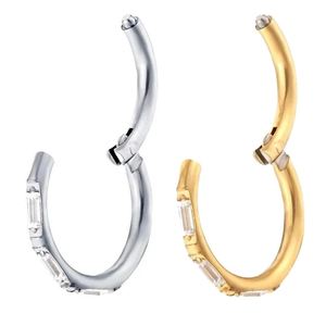 Anneau de nez en titane G23 avec CZ 16G 18G 20G, segment articulé, clicker pour septum, <span class=keywords><strong>tragus</strong></span>, cartilage, daith, bijoux de piercing hypoallergéniques - Product Image 2