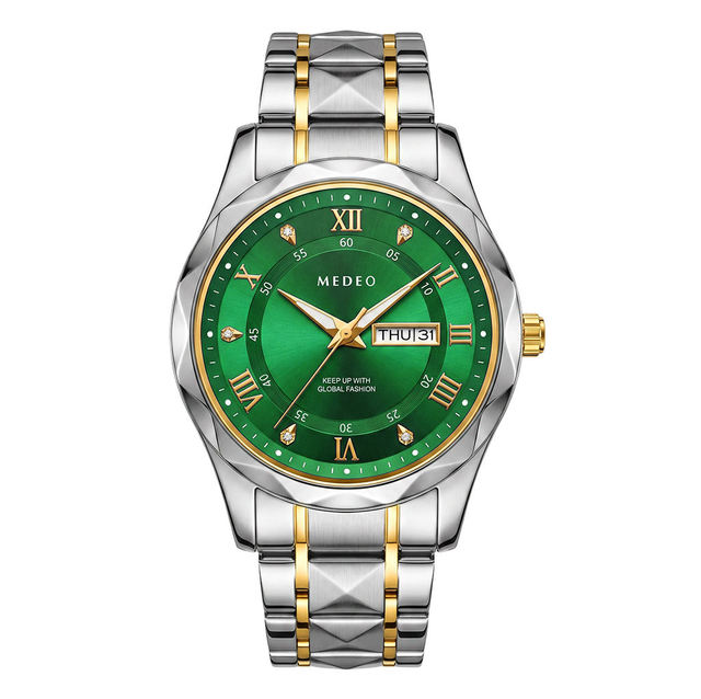 New Men's Luxury Stainless Steel Chronograph Watch with Pointer Dial 20mm Band Waterproof Quartz Movement Date Display