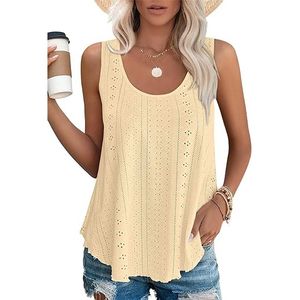 <b>Women's</b> Casual Spring Summer Polyester Chiffon Quick Dry Round Neck Loose Sleeveless Pullover Knit Solid Color Tank <b>Top</b> <b>Vest</b> - Product Image 3