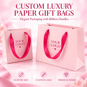 Bolsa de Papel Kraft con Asa Larga para Regalo, con Logotipo Estampado en Oro, Bolsa de Regalo para Alimentos, Bolsas para Entrega de Comida, Lote de Bolsas para Comestibles - Product Image 1