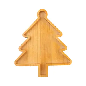 Plateau de service en bois pepafu en bambou, personnalisable, arbre de noël pour cadeau d'anniversaire, nourriture et collations, fournitures de décoration de noël