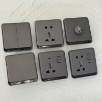 Interruptor de Luz de Pared Europeo 16A 2026, Nuevo Panel de 86 PC, Regulador de Intensidad, Ventilador, 250V 13A, Enchufe Universal UK, USB-C, Eléctrico, Gris, Moderno