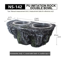 Nouveau PU Imitation Rock Double Bowl Reptile Food Water Feeder Ledge