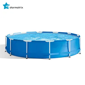 STARMATRIX P12200040 מתכת גדול פלדת מסגרת בריכת אוניית 18x48 עמוק מעל קרקע עגול פרימיום שחייה בריכה עם משאבת