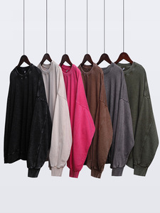 H5586 New Arrivals Wholesale Custom 350 Gsm Cotton Blends Sweatshirts Acid Wash Sweatshirts for Men for WOMEN - Product Image 2