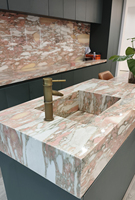 Dalles de marbre rose norvégien en pierre naturelle pour comptoirs de cuisine personnalisés, îlots, dessus de vanité, plans de travail et décoration
