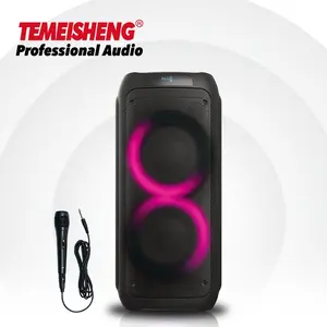 OEM speaker kotak pesta 8 inci ganda, pemutar karaoke portabel Bluetooth 300 W dengan MIK nirkabel speaker pesta luar ruangan