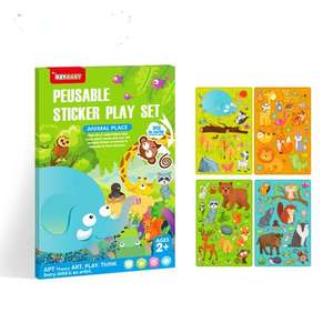 <span class=keywords><strong>Livre</strong></span> de coloriage imprimé pour enfants A3 transfrontalier Puzzle autocollant jouet bébé habillage nouvel autocollant statique carte enfant en bas âge calme - Product Image 1