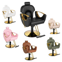 Fauteuil de coiffure moderne en or pour salon de beauté, fauteuil de salon professionnel hydraulique pour femmes, fauteuil de barbier Barberia