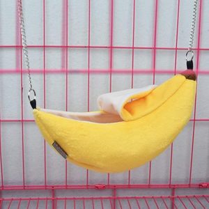 سرير دافئ للحيوانات الأليفة على شكل موزة، قفص وعش للهامستر والحيوانات الصغيرة والسحالي - Product Image 4