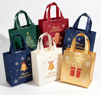 Sac fourre-tout en non-tissé laminé imprimé de dessins animés de Noël, multi-tailles, réutilisable, écologique, pour emballages cadeaux de Noël