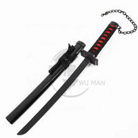 Épée Zangetsu de Ichigo Kurosaki de 17,72 pouces avec fourreau et lame noire en métal, arme de cosplay