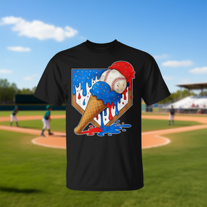 T-shirt da ragazzo con design effetto goccia di gelato e design distressed - Product Image 3