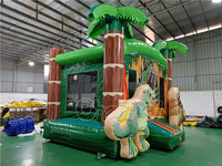 Château gonflable dinosaure jungle avec toboggan et aire de saut