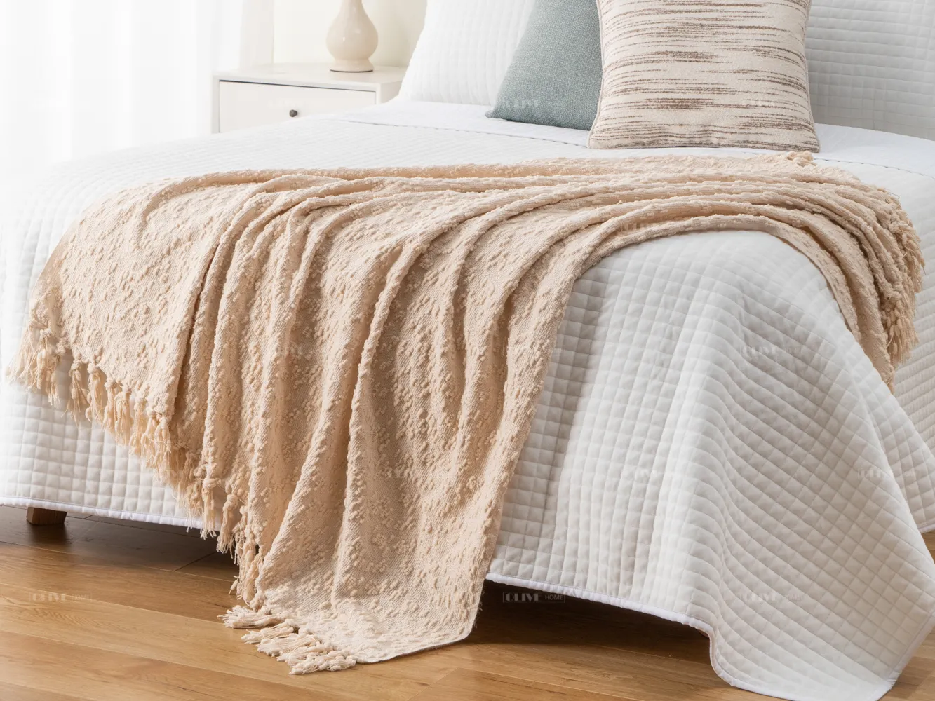 Coperte in cotone 100% Queen Size per coperte da letto intrecciate per l'estate leggere e traspiranti coperte in tessuto morbido per la primavera