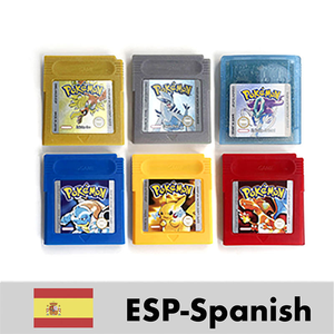 ตลับเกม ESP Spanish Battery Save Cart Poke สีแดง น้ำเงิน ทอง เงิน คริสตัล เหลือง แบบมีสาย สำหรับ GBC คุณภาพสูง - Product Image 1