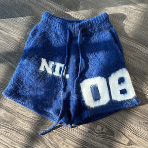 Shorts en mohair personnalisés YYSY, imprimés, surdimensionnés, en <span class=keywords><strong>dessous</strong></span> du genou, avec cordon de serrage, style streetwear, doux <span class=keywords><strong>et</strong></span> moelleux, pour hommes - Product Image 3