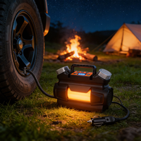 Compresseur d'air métallique 12V certifié CE, système à double piston 30 mm, écran LED, lumière d'urgence pour gonflage rapide des pneus de SUV et de camion