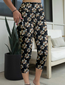 Leggings Meiyang Personalizados con Estampado de Corazones Cromados, Cintura Alta, Abertura en la Entrepierna, Estampado Floral, con Bolsillos, Ropa para <span class=keywords><strong>Mujer</strong></span> - Product Image 1