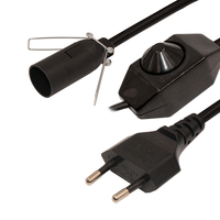 Câble d'alimentation plat à 2 fils, prise européenne Kema Keur Vde, interrupteur, support de lampe E27
