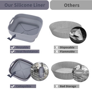 3 packs de doublures réutilisables de 7 pouces <span class=keywords><strong>en</strong></span> silicone pour friteuse à air 3-5QT pour Airfryer Basket Pot pour la cuisson de plats et de casseroles - Product Image 3