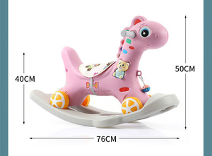 Cavallo a Dondolo Economico per Bambini / Cavallo a Dondolo in Plastica Rosa per Neonati / Giocattoli Cavalcabili per Bambini - Product Image 3