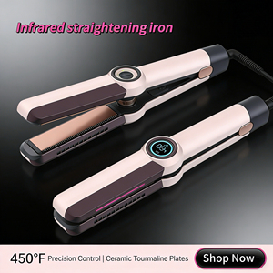 Lisseur de cheveux électrique professionnel 2-en-1 infrarouge avec écran LCD, chauffage rapide en céramique, température réglable, usage domestique - Product Image 1