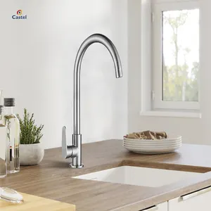 Factory Price Brushed Surface Single Handle Kitchen Mixer Taps With Soft Water Stainless Steel Faucet In Kitchen