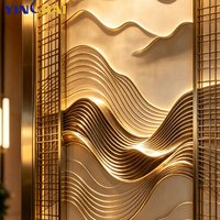 Diviseurs de pièce personnalisés en acier inoxydable avec motif de montagne découpé au laser et rétroéclairage pour la décoration intérieure d'hôtel, de club ou de villa